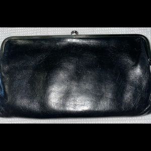 Hobo International. Lauren Black Leather Double Frame Clutch Wallet